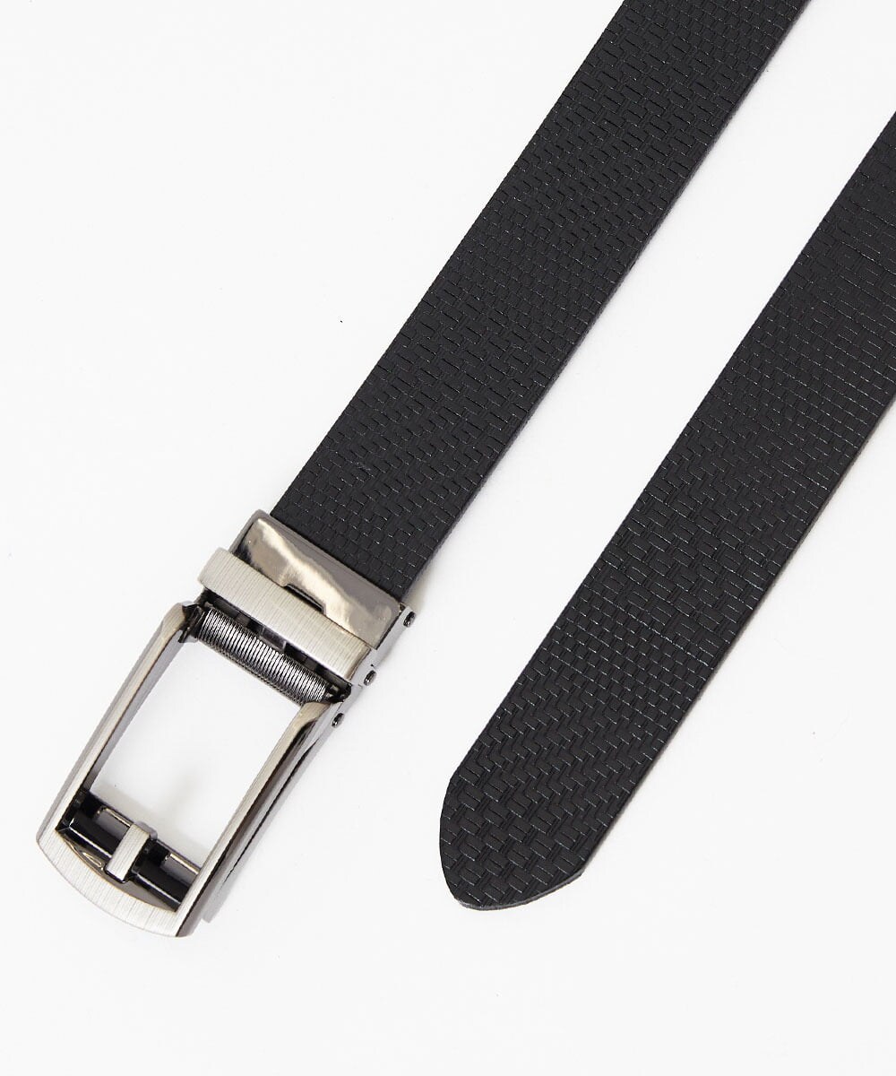 MS4AE51100 MK MICHEL KLEIN HOMME(MKミッシェルクランオム) イタリアンレザー　幾何学柄コンフォートベルト ブラック