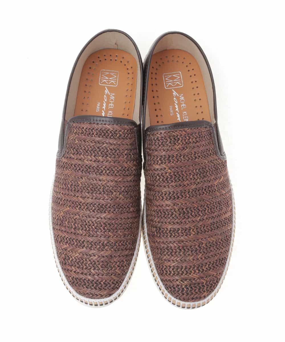 MS6HD06095 MK MICHEL KLEIN HOMME(MKミッシェルクランオム) 編み込みデザインスリッポン ブラウン