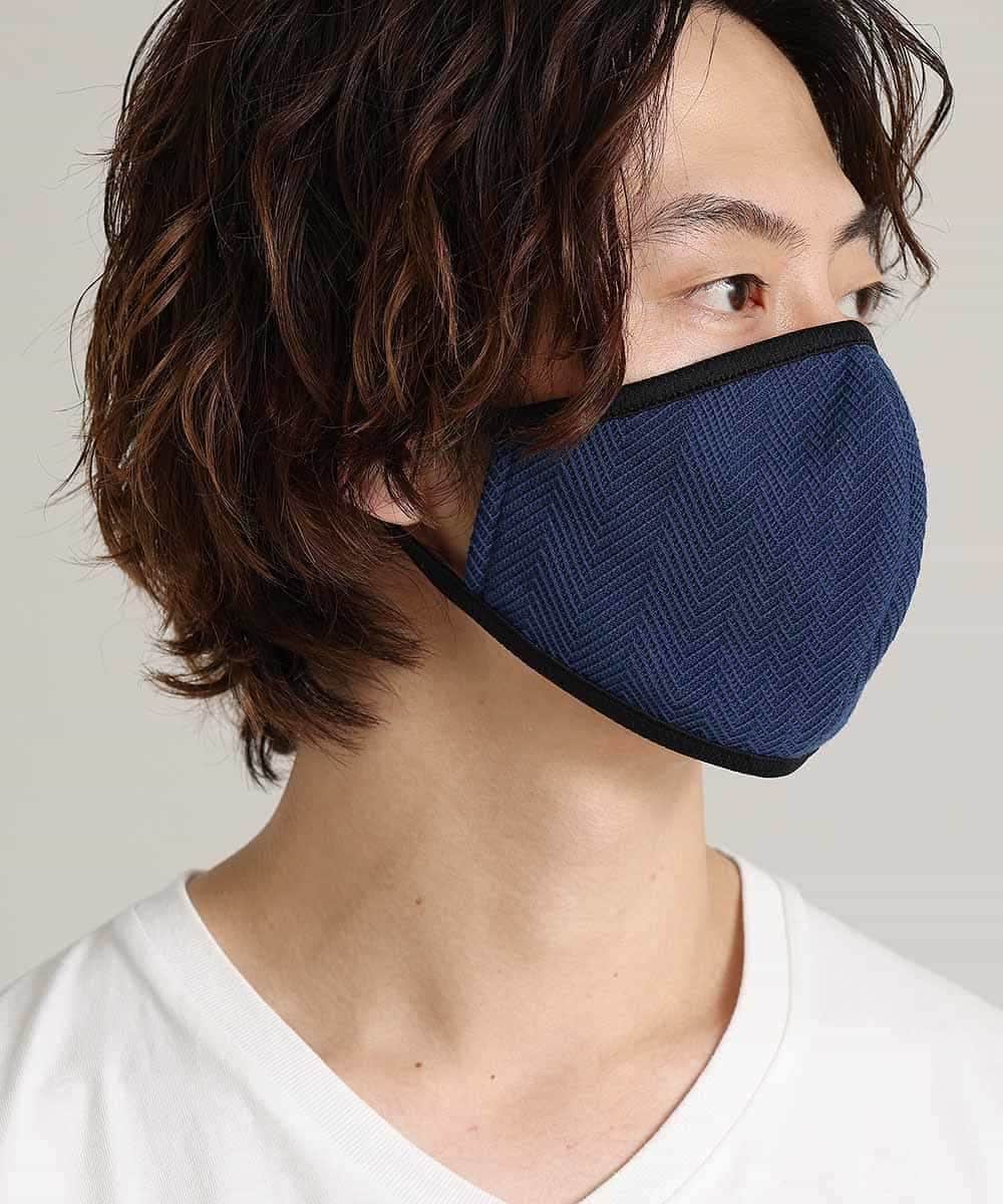 MSYGN04020 MK MICHEL KLEIN HOMME(MKミッシェルクランオム) 【洗える/返品不可】ブランドマスク（2枚セット）/デオドランドへリンボン ネイビー(57)