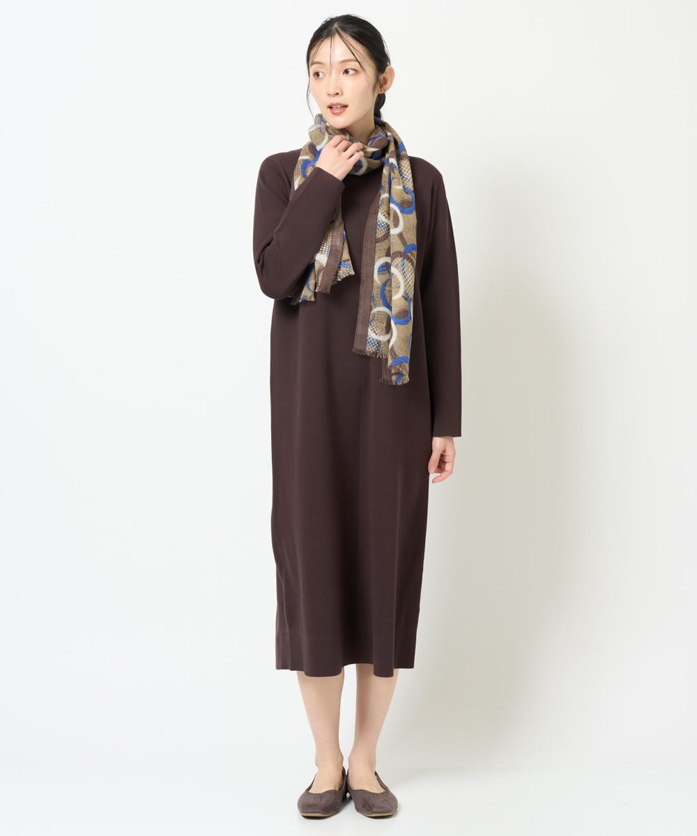 NGAJD11390 GIANNI LO GIUDICE(ジャンニ ロ ジュディチェ) [洗える]ヴィスコースミラノワンピース ブラウン