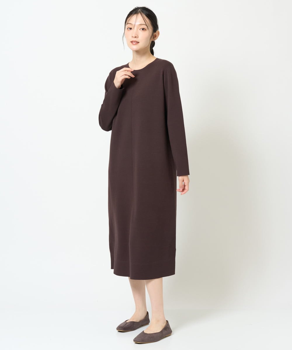 NGAJD11390 GIANNI LO GIUDICE(ジャンニ ロ ジュディチェ) [洗える]ヴィスコースミラノワンピース ブラウン