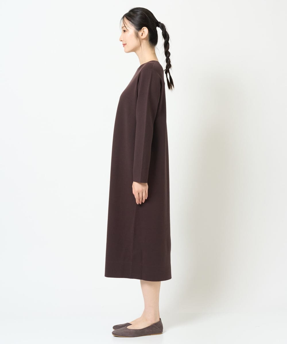 NGAJD11390 GIANNI LO GIUDICE(ジャンニ ロ ジュディチェ) [洗える]ヴィスコースミラノワンピース ブラウン