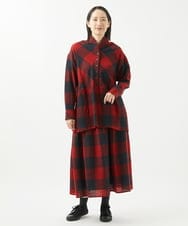 NGBAB42360 GIANNI LO GIUDICE(ジャンニ ロ ジュディチェ) ウールリファインガーゼチェックブラウス レッド