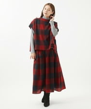 NGBAB43270 GIANNI LO GIUDICE(ジャンニ ロ ジュディチェ) ウールリファインガーゼチェックベストブラウス レッド
