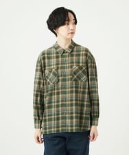 NGBAE10330 GIANNI LO GIUDICE(ジャンニ ロ ジュディチェ) 先染めチェックブラウス カーキ