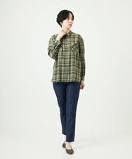 NGBAE10330 GIANNI LO GIUDICE(ジャンニ ロ ジュディチェ) 先染めチェックブラウス カーキ