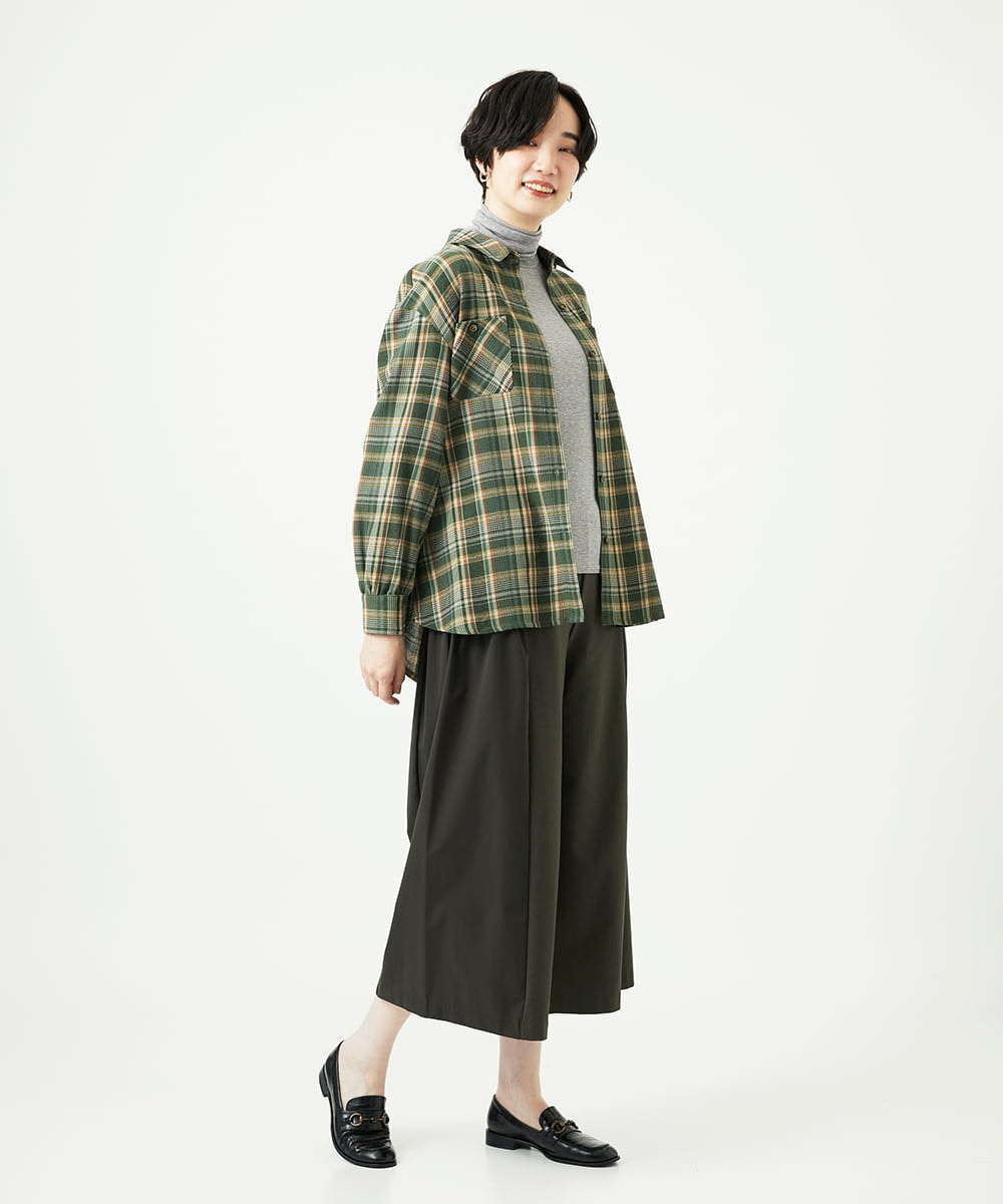 NGBAE10330 GIANNI LO GIUDICE(ジャンニ ロ ジュディチェ) 先染めチェックブラウス カーキ