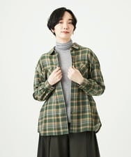 NGBAE10330 GIANNI LO GIUDICE(ジャンニ ロ ジュディチェ) 先染めチェックブラウス カーキ