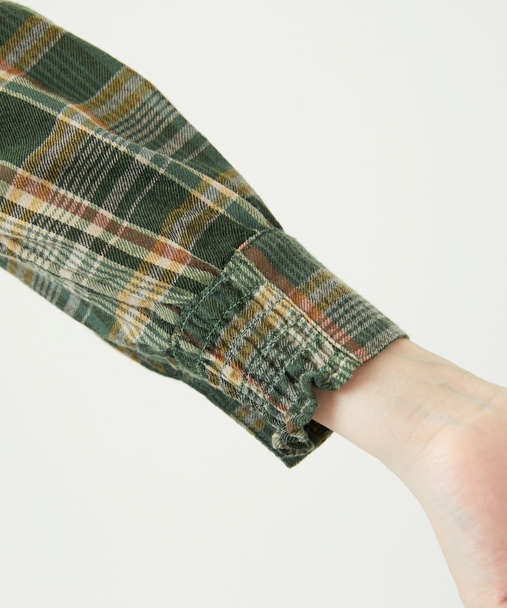 NGBAE10330 GIANNI LO GIUDICE(ジャンニ ロ ジュディチェ) 先染めチェックブラウス カーキ