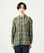 NGBAE10330 GIANNI LO GIUDICE(ジャンニ ロ ジュディチェ) 先染めチェックブラウス カーキ