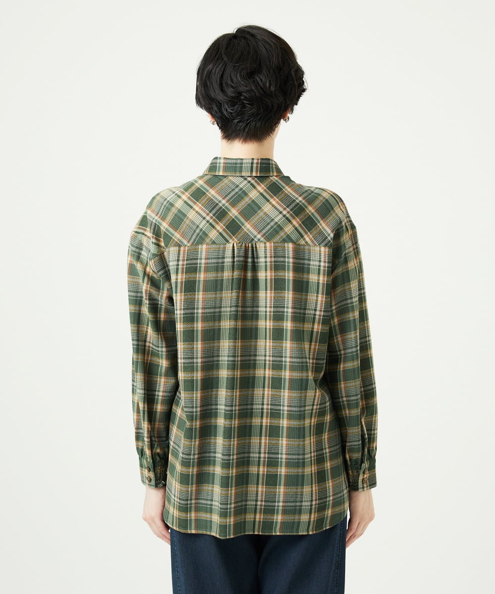 NGBAE10330 GIANNI LO GIUDICE(ジャンニ ロ ジュディチェ) 先染めチェックブラウス カーキ