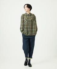 NGBAE10330 GIANNI LO GIUDICE(ジャンニ ロ ジュディチェ) 先染めチェックブラウス カーキ