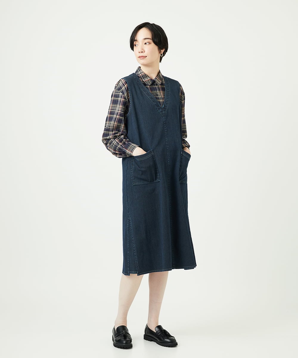 NGBAE10330 GIANNI LO GIUDICE(ジャンニ ロ ジュディチェ) 先染めチェックブラウス ネイビー