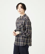 NGBAE10330 GIANNI LO GIUDICE(ジャンニ ロ ジュディチェ) 先染めチェックブラウス ネイビー