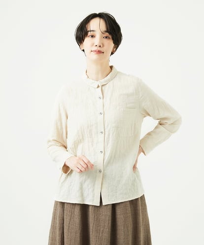 NGBAE23230 GIANNI LO GIUDICE [洗える]シャーリング起毛ブラウス