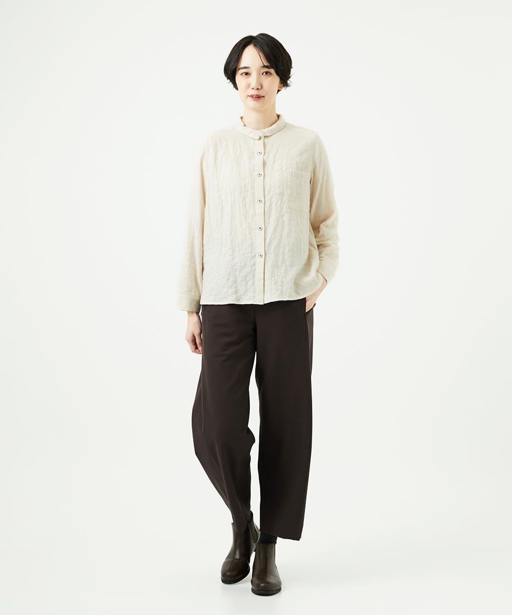NGBAE23230 GIANNI LO GIUDICE(ジャンニ ロ ジュディチェ) [洗える]シャーリング起毛ブラウス アイボリー