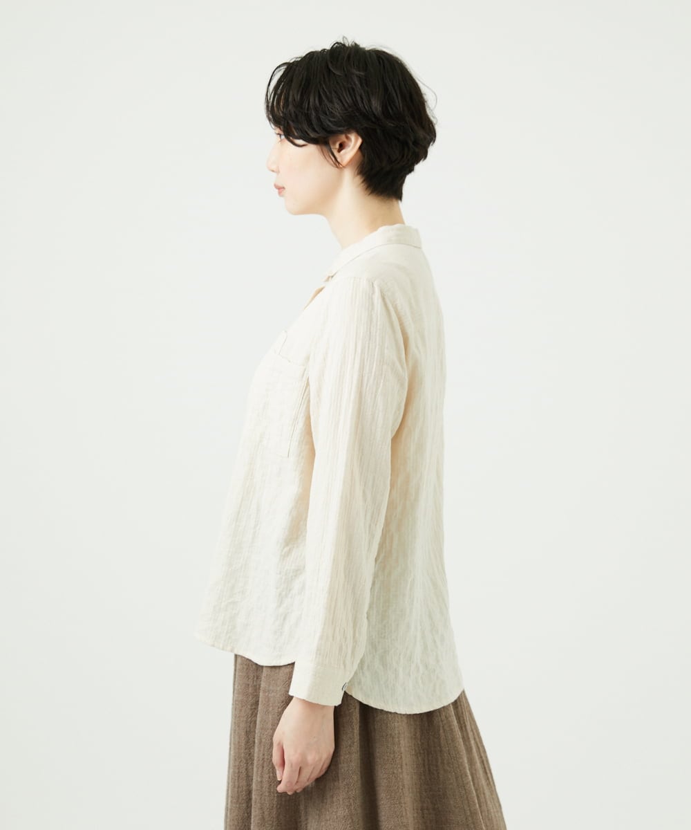NGBAE23230 GIANNI LO GIUDICE(ジャンニ ロ ジュディチェ) [洗える]シャーリング起毛ブラウス アイボリー