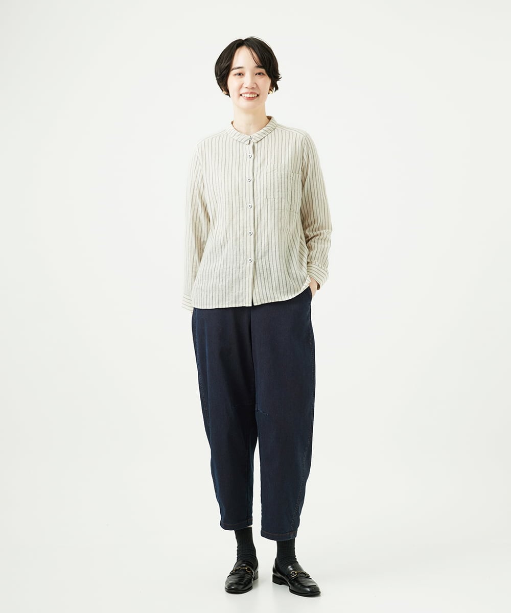 NGBAE23230 GIANNI LO GIUDICE(ジャンニ ロ ジュディチェ) [洗える]シャーリング起毛ブラウス ベージュ