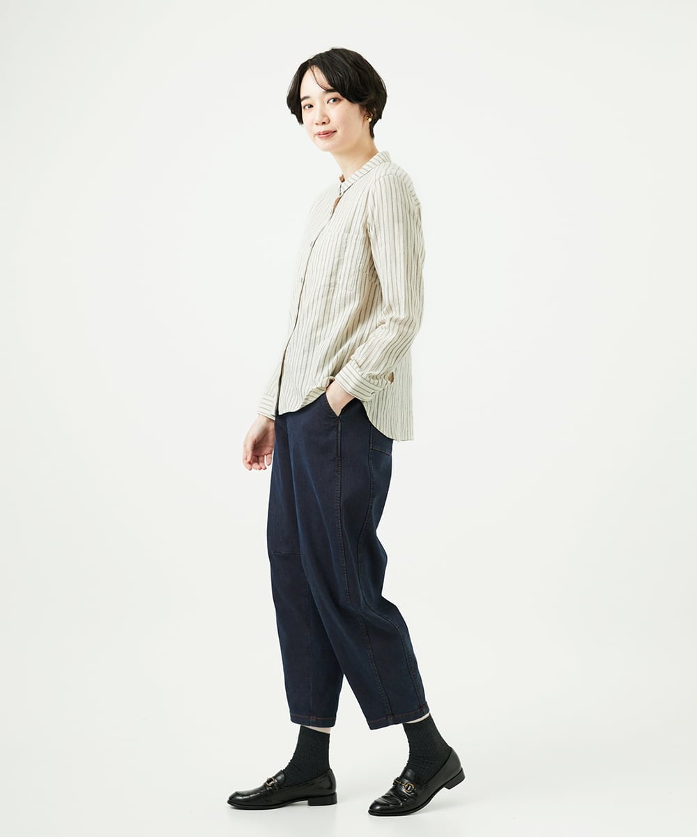 NGBAE23230 GIANNI LO GIUDICE(ジャンニ ロ ジュディチェ) [洗える]シャーリング起毛ブラウス ベージュ