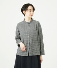 NGBAE23230 GIANNI LO GIUDICE(ジャンニ ロ ジュディチェ) [洗える]シャーリング起毛ブラウス ダークグレー