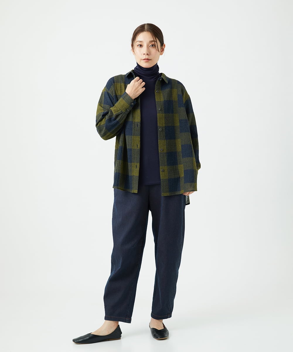 NGBAF15330 GIANNI LO GIUDICE(ジャンニ ロ ジュディチェ) [日本製]リファインガーゼブロックチェックブラウス イエロー