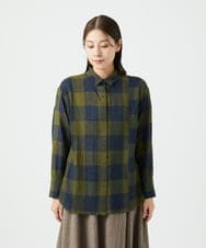 NGBAF15330 GIANNI LO GIUDICE(ジャンニ ロ ジュディチェ) [日本製]リファインガーゼブロックチェックブラウス イエロー