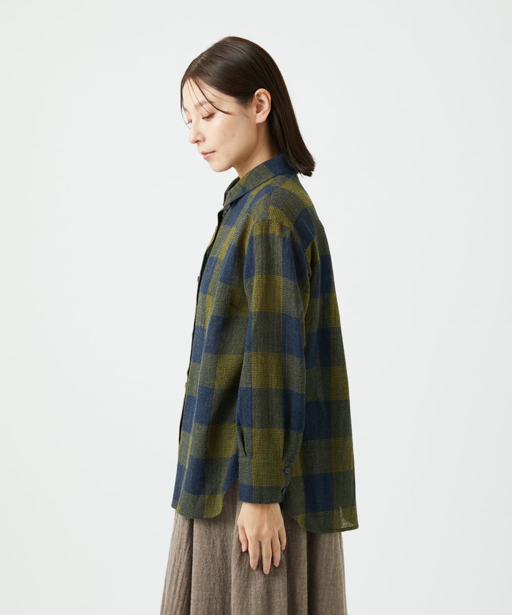 NGBAF15330 GIANNI LO GIUDICE(ジャンニ ロ ジュディチェ) [日本製]リファインガーゼブロックチェックブラウス イエロー