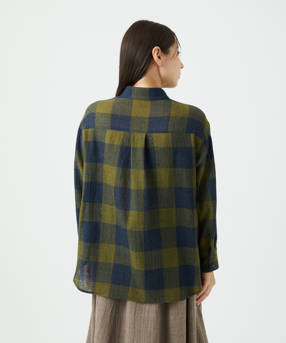 NGBAF15330 GIANNI LO GIUDICE(ジャンニ ロ ジュディチェ) [日本製]リファインガーゼブロックチェックブラウス イエロー