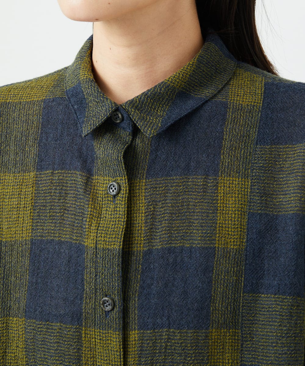 NGBAF15330 GIANNI LO GIUDICE(ジャンニ ロ ジュディチェ) [日本製]リファインガーゼブロックチェックブラウス イエロー