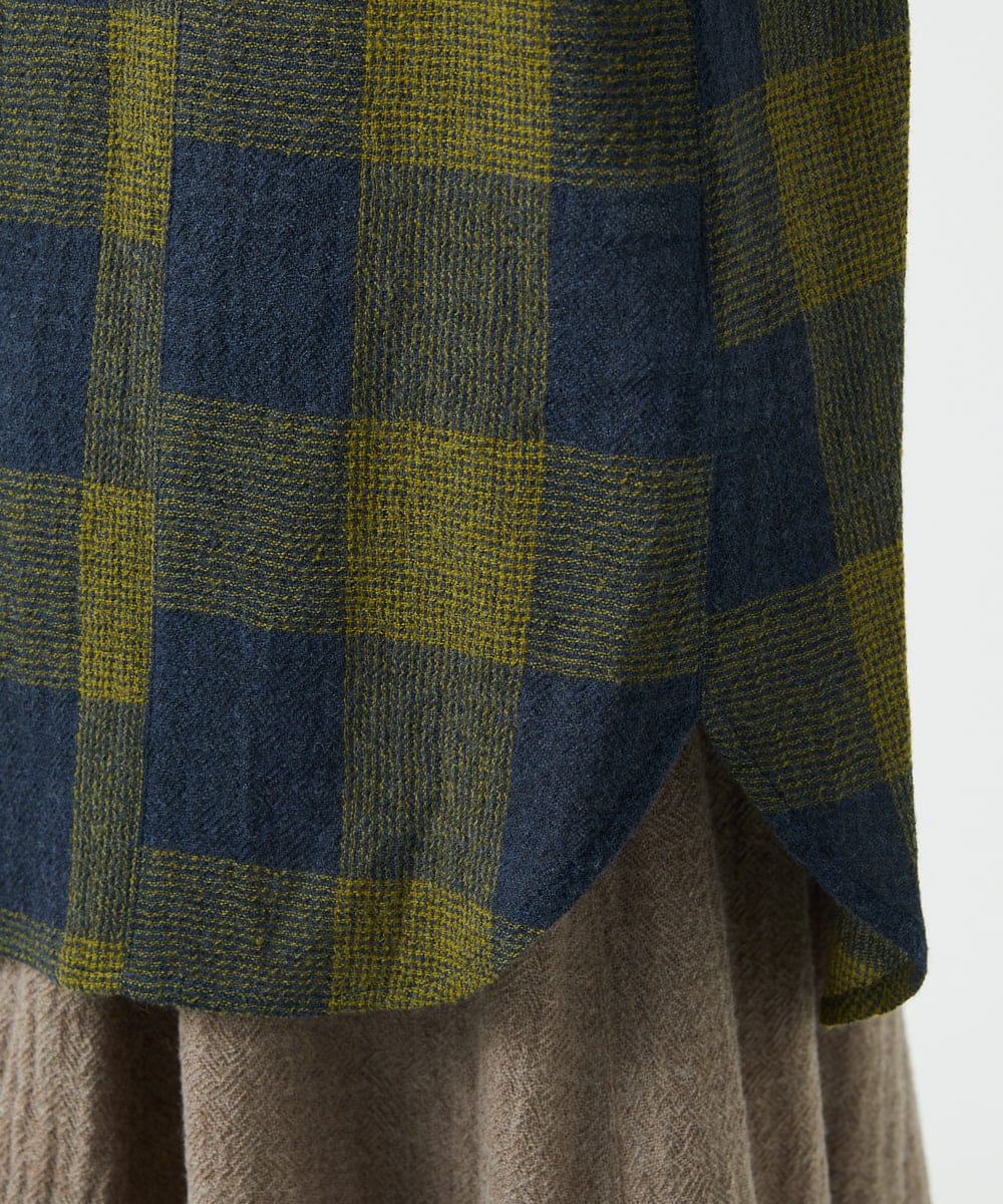 NGBAF15330 GIANNI LO GIUDICE(ジャンニ ロ ジュディチェ) [日本製]リファインガーゼブロックチェックブラウス イエロー