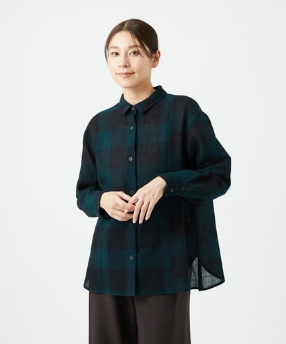 NGBAF15330 GIANNI LO GIUDICE [日本製]リファインガーゼブロックチェックブラウス