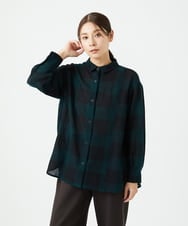 NGBAF15330 GIANNI LO GIUDICE(ジャンニ ロ ジュディチェ) [日本製]リファインガーゼブロックチェックブラウス グリーン