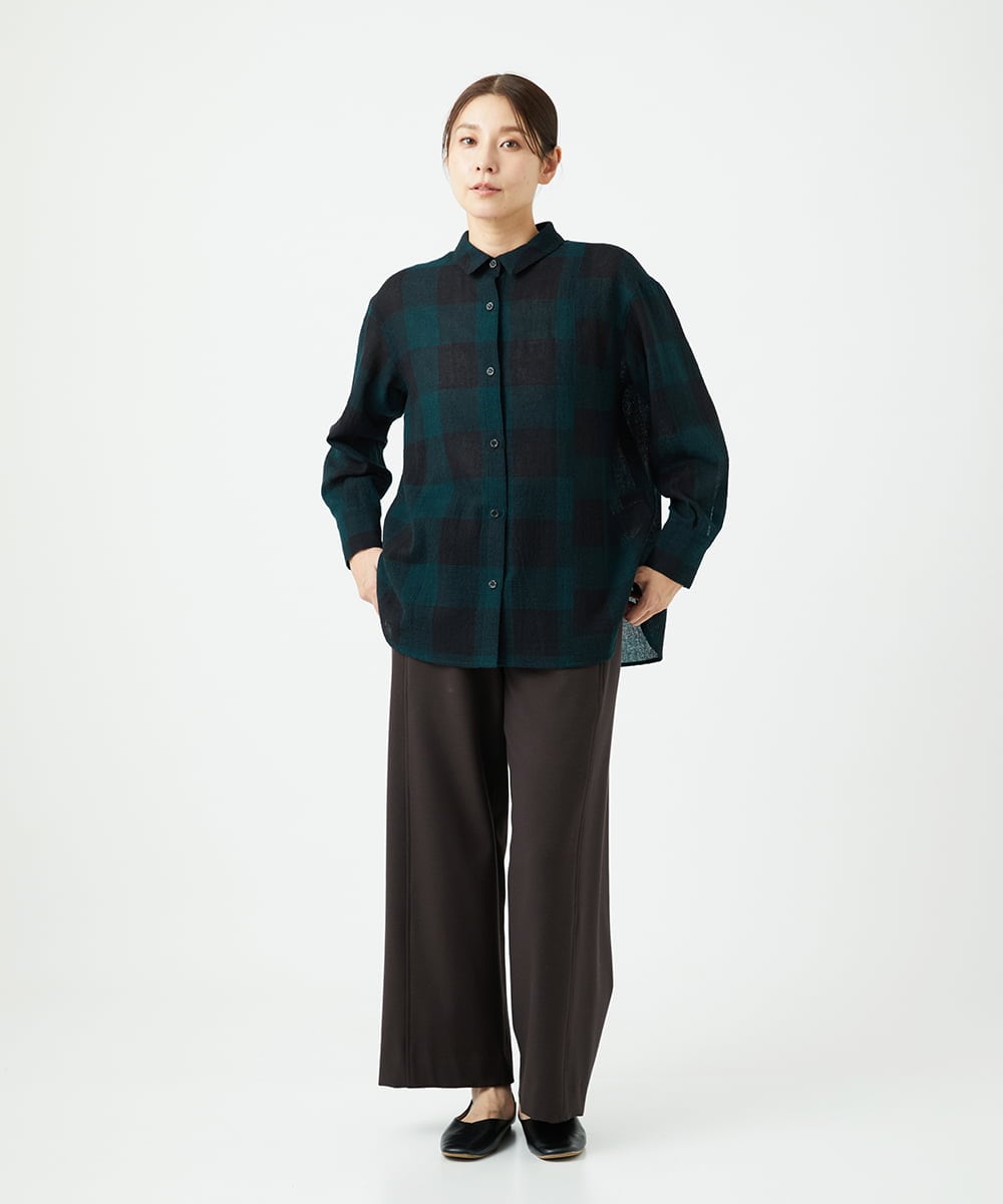 NGBAF15330 GIANNI LO GIUDICE(ジャンニ ロ ジュディチェ) [日本製]リファインガーゼブロックチェックブラウス グリーン