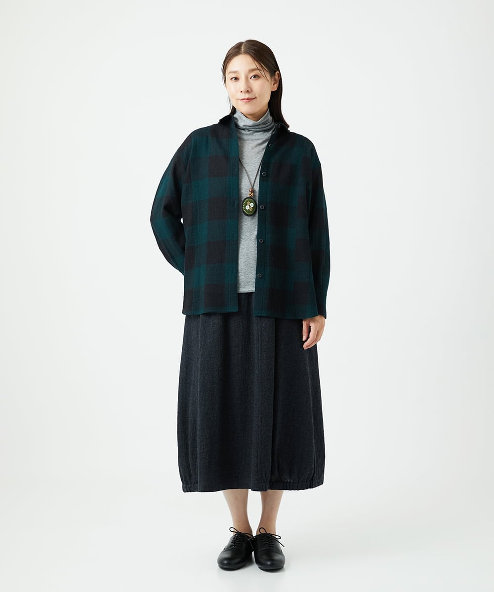 NGBAF15330 GIANNI LO GIUDICE(ジャンニ ロ ジュディチェ) [日本製]リファインガーゼブロックチェックブラウス グリーン