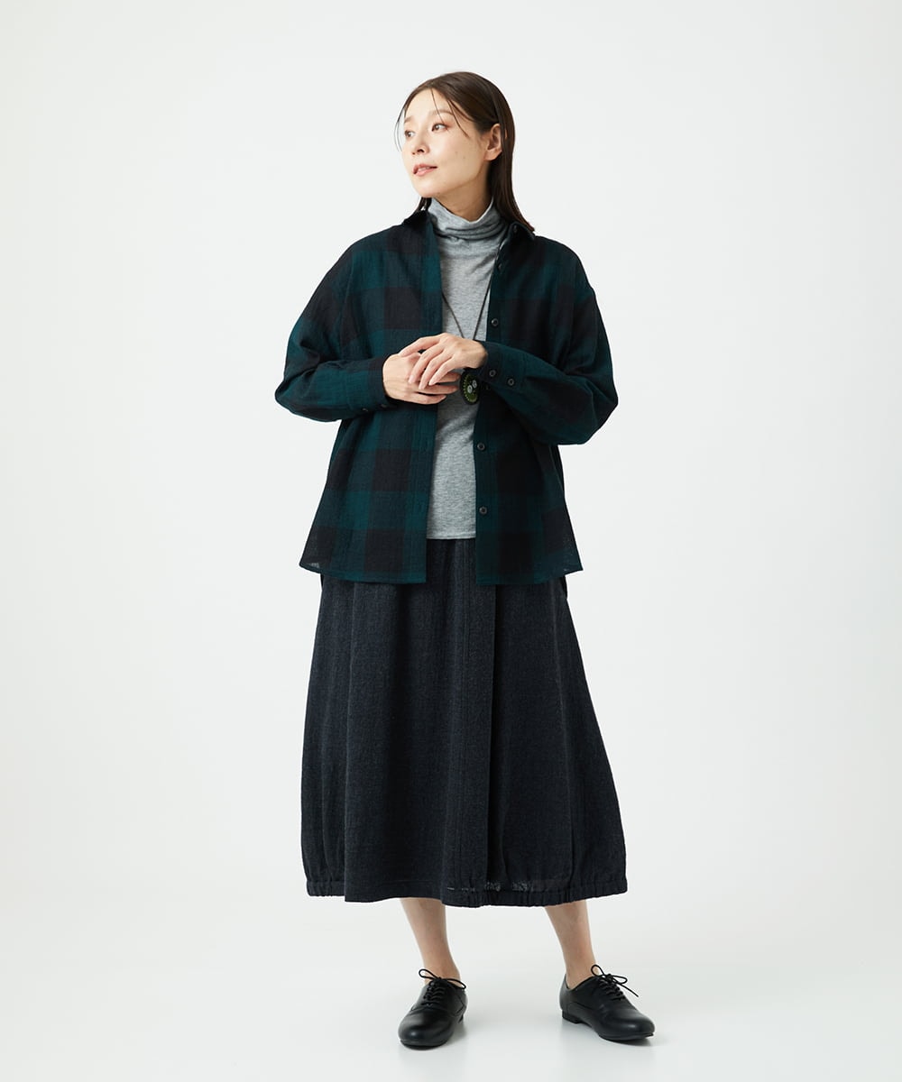 NGBAF15330 GIANNI LO GIUDICE(ジャンニ ロ ジュディチェ) [日本製]リファインガーゼブロックチェックブラウス グリーン