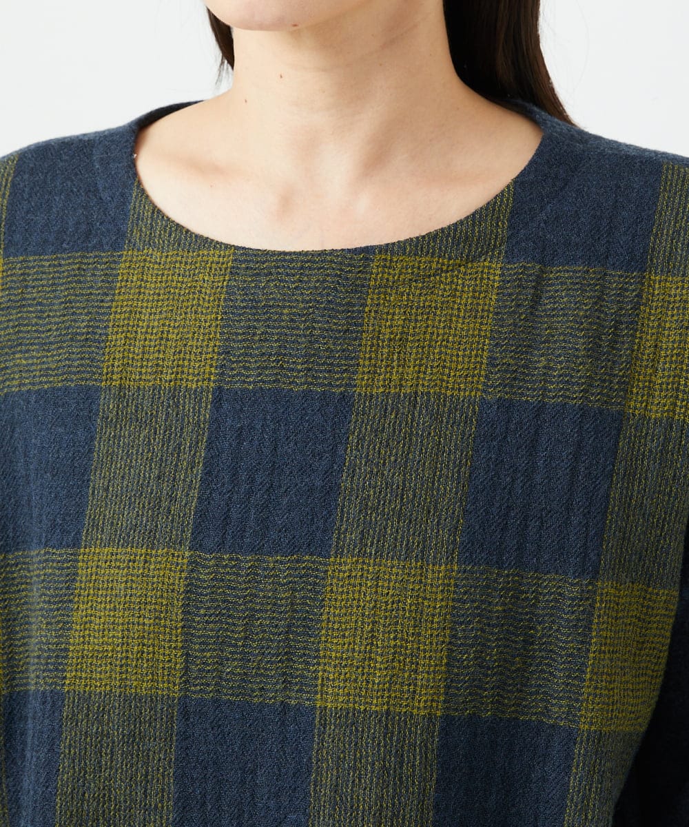 NGBAF16290 GIANNI LO GIUDICE(ジャンニ ロ ジュディチェ) [日本製]リファインガーゼブロックチェックプルオーバー イエロー