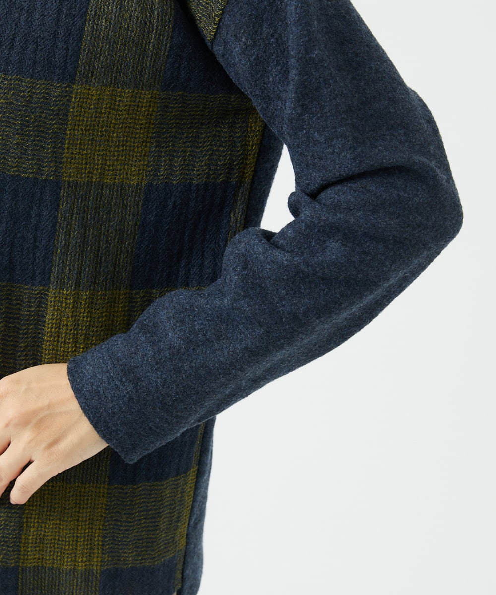 NGBAF16290 GIANNI LO GIUDICE(ジャンニ ロ ジュディチェ) [日本製]リファインガーゼブロックチェックプルオーバー イエロー