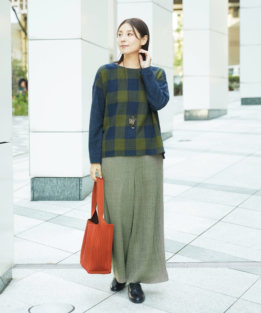 NGBAF16290 GIANNI LO GIUDICE(ジャンニ ロ ジュディチェ) [日本製]リファインガーゼブロックチェックプルオーバー イエロー