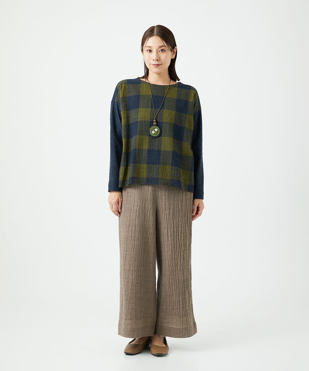 NGBAF16290 GIANNI LO GIUDICE(ジャンニ ロ ジュディチェ) [日本製]リファインガーゼブロックチェックプルオーバー イエロー