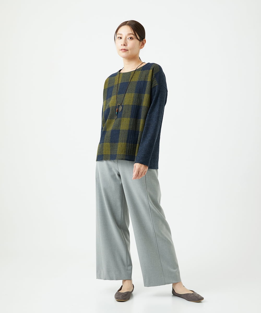 NGBAF16290 GIANNI LO GIUDICE(ジャンニ ロ ジュディチェ) [日本製]リファインガーゼブロックチェックプルオーバー イエロー