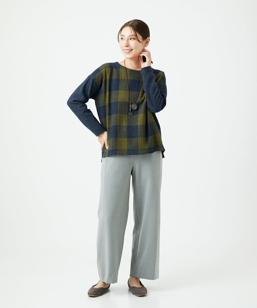 NGBAF16290 GIANNI LO GIUDICE(ジャンニ ロ ジュディチェ) [日本製]リファインガーゼブロックチェックプルオーバー イエロー