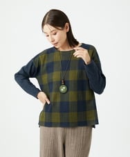 NGBAF16290 GIANNI LO GIUDICE(ジャンニ ロ ジュディチェ) [日本製]リファインガーゼブロックチェックプルオーバー イエロー