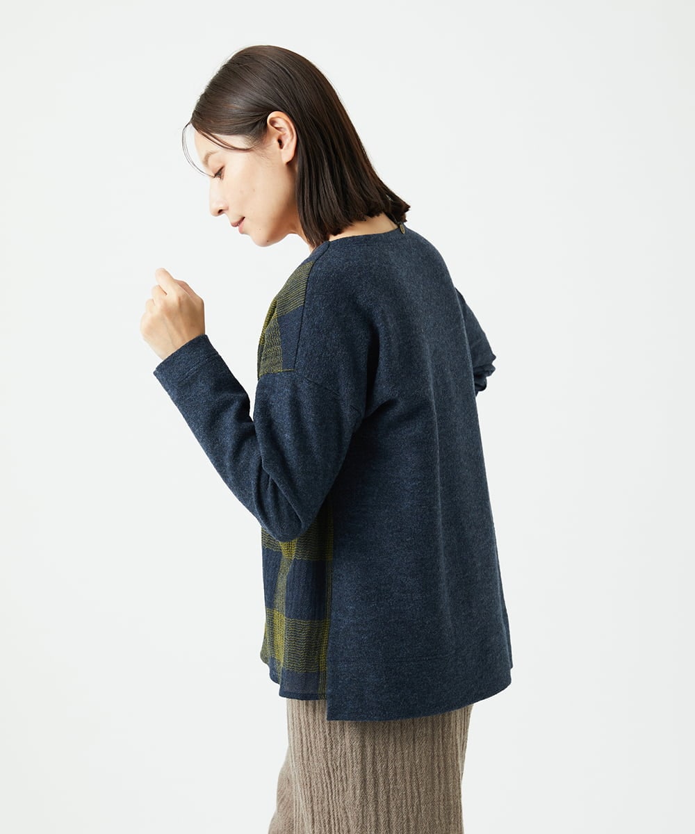 NGBAF16290 GIANNI LO GIUDICE(ジャンニ ロ ジュディチェ) [日本製]リファインガーゼブロックチェックプルオーバー イエロー