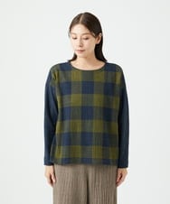 NGBAF16290 GIANNI LO GIUDICE(ジャンニ ロ ジュディチェ) [日本製]リファインガーゼブロックチェックプルオーバー イエロー