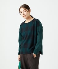 NGBAF16290 GIANNI LO GIUDICE(ジャンニ ロ ジュディチェ) [日本製]リファインガーゼブロックチェックプルオーバー グリーン