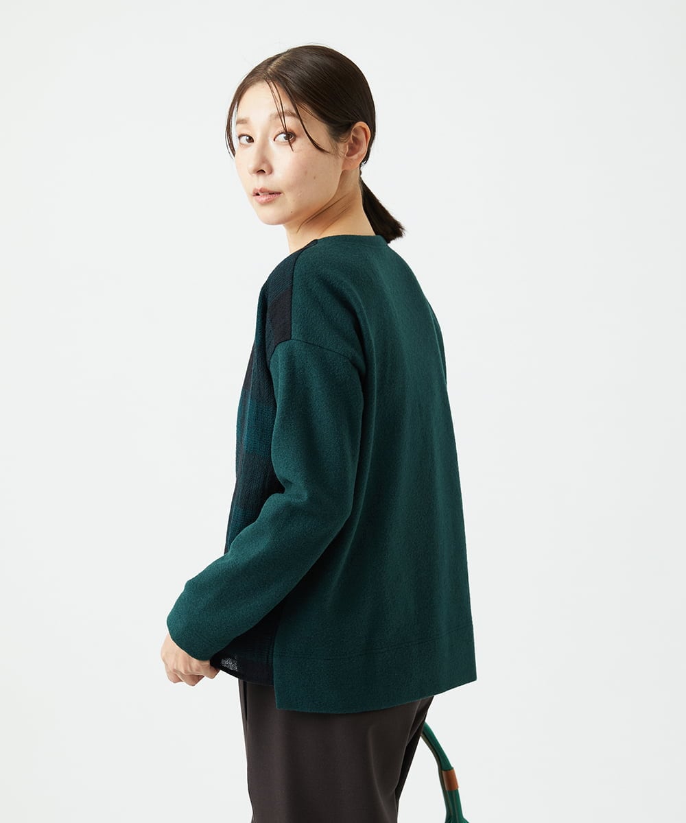 NGBAF16290 GIANNI LO GIUDICE(ジャンニ ロ ジュディチェ) [日本製]リファインガーゼブロックチェックプルオーバー グリーン