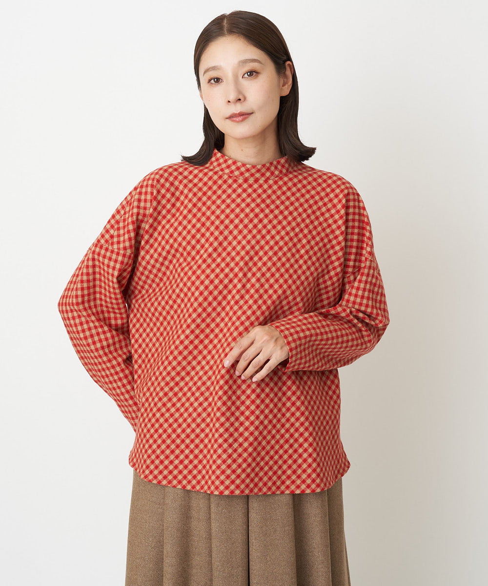NGBAV42250 GIANNI LO GIUDICE [日本製]エコウールギンガムオーバーブラウス