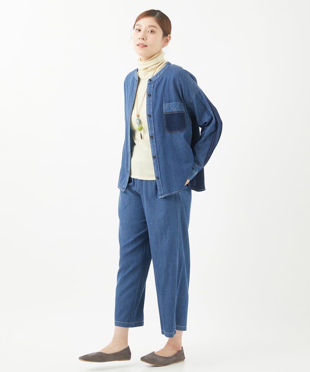 NGBEA32250 GIANNI LO GIUDICE(ジャンニ ロ ジュディチェ) [洗える]フリクションデニムブラウス ネイビー