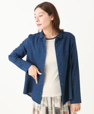 NGBEB51300 GIANNI LO GIUDICE(ジャンニ ロ ジュディチェ) [洗える]二重織ガーゼデニムブラウス ネイビー