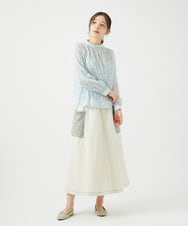 NGBED13230 GIANNI LO GIUDICE(ジャンニ ロ ジュディチェ) [洗える]テンセルシャーリングストライプブラウス グリーン